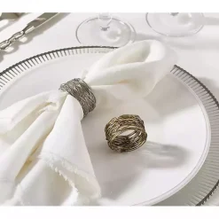 Kirklands Home Table Linens|Metal Twine Napkin Rings, Set of 4 Silver