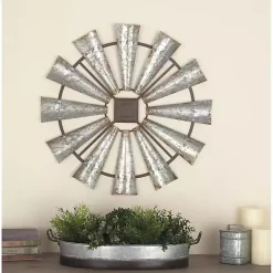 Kirklands Home Wall Plaques|Metal Windmill Wall Plaque Silver