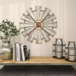 Kirklands Home Wall Plaques|Metal Windmill Wall Plaque Silver
