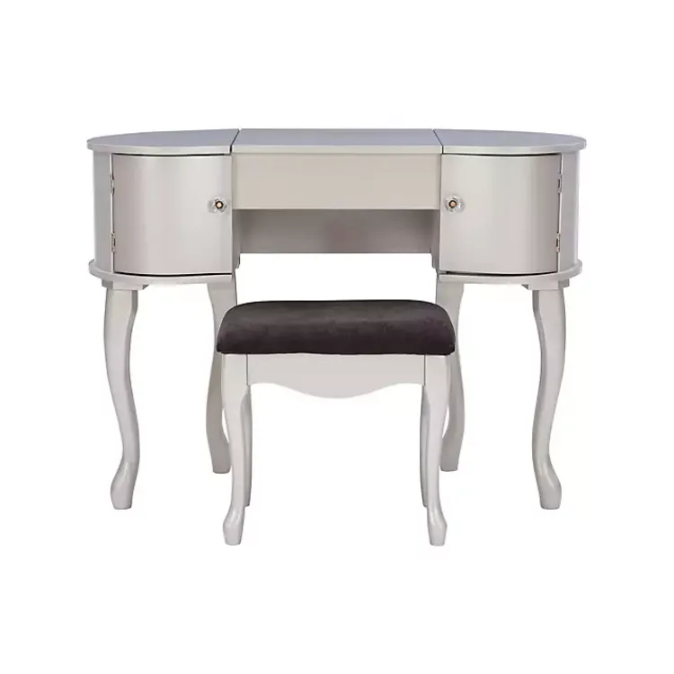 Kirklands Home Dressers & Chests|Silver Paloma Flip-Top 2-pc. Vanity Set Gray