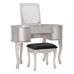 Kirklands Home Dressers & Chests|Silver Paloma Flip-Top 2-pc. Vanity Set Gray