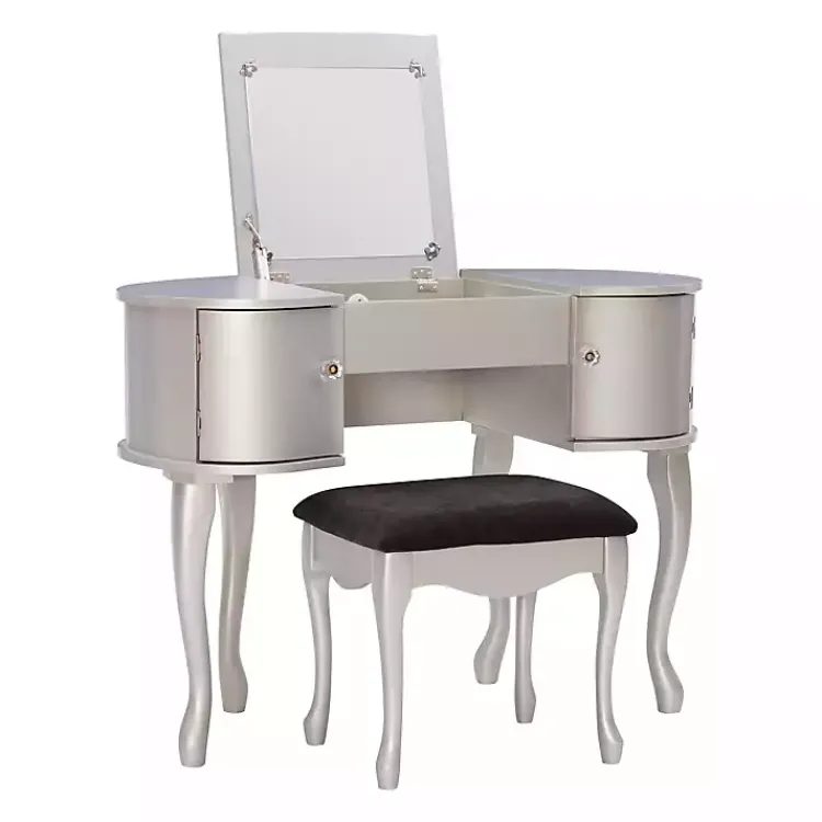 Kirklands Home Dressers & Chests|Silver Paloma Flip-Top 2-pc. Vanity Set Gray