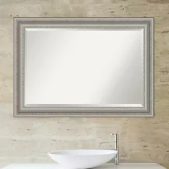 Kirklands Home Decorative Mirrors|Silver Patina Scallop Framed Mirror, 30x42 in.