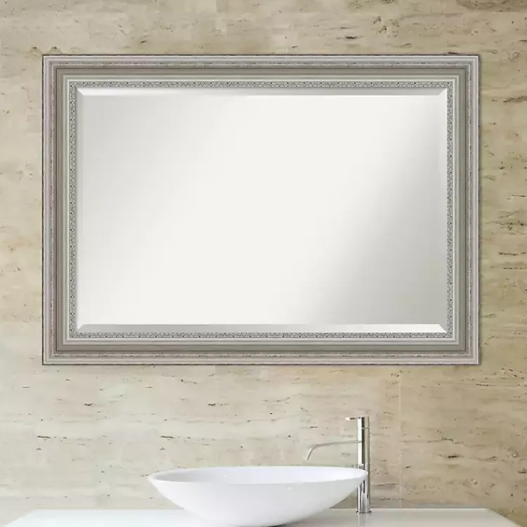 Kirklands Home Decorative Mirrors|Silver Patina Scallop Framed Mirror, 30x42 in.