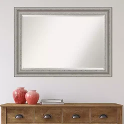 Kirklands Home Decorative Mirrors|Silver Patina Scallop Framed Mirror, 30x42 in.