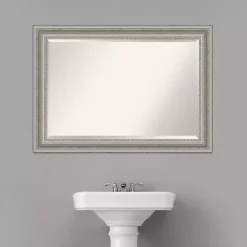 Kirklands Home Decorative Mirrors|Silver Patina Scallop Framed Mirror, 30x42 in.