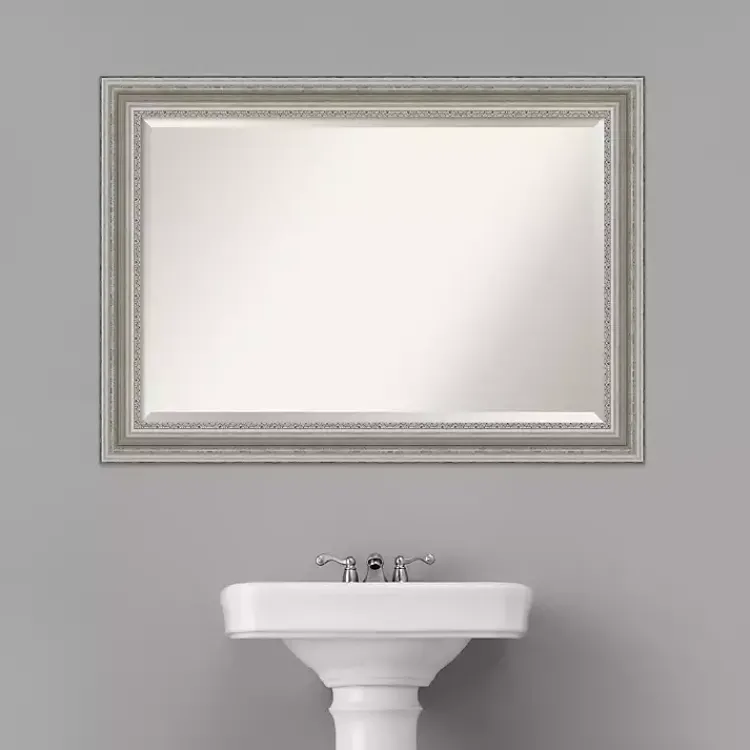 Kirklands Home Decorative Mirrors|Silver Patina Scallop Framed Mirror, 30x42 in.