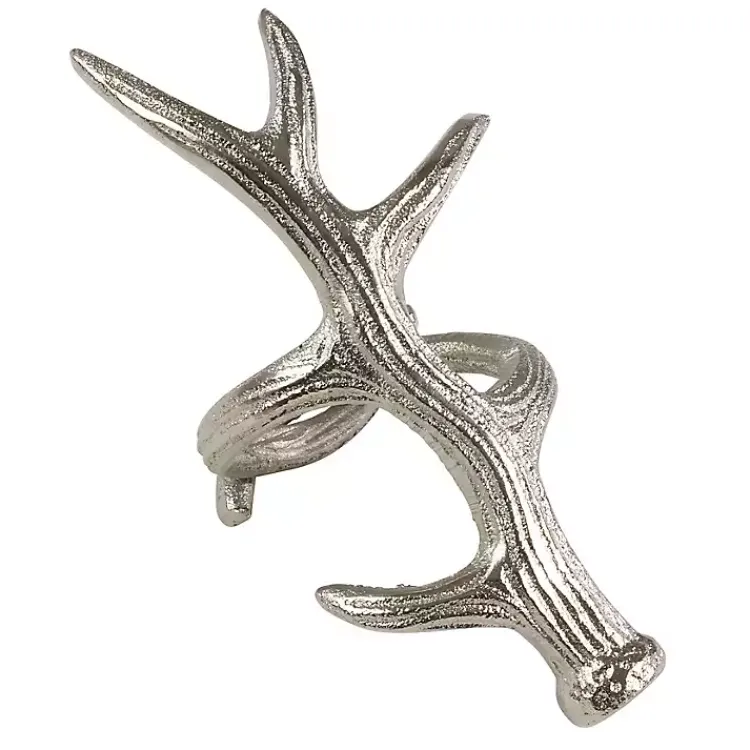 Kirklands Home Table Linens|Reindeer Antler Napkin Rings, Set of 4 Silver