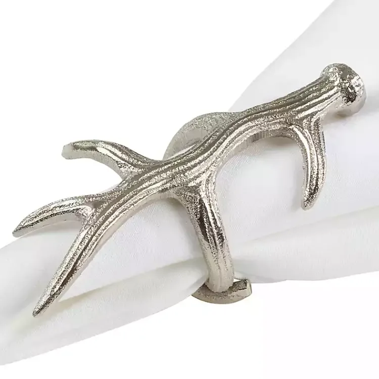 Kirklands Home Table Linens|Reindeer Antler Napkin Rings, Set of 4 Silver