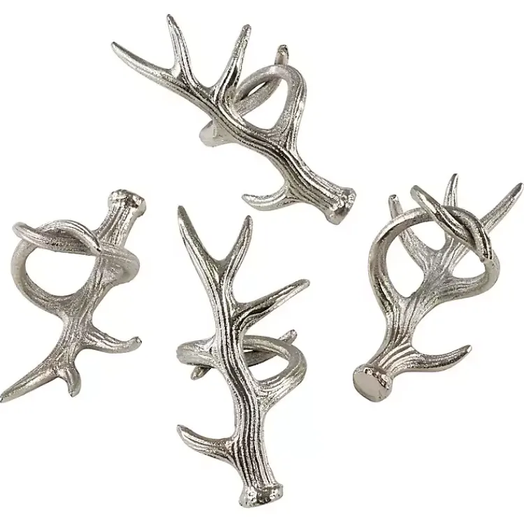 Kirklands Home Table Linens|Reindeer Antler Napkin Rings, Set of 4 Silver