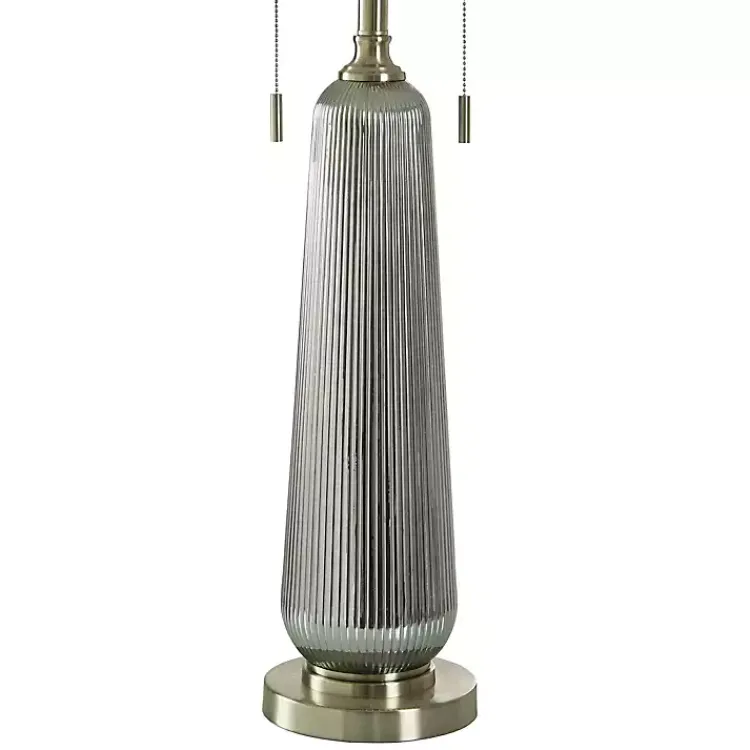 Kirklands Home Table Lamps|Silver Ribbed Glass Table Lamp White