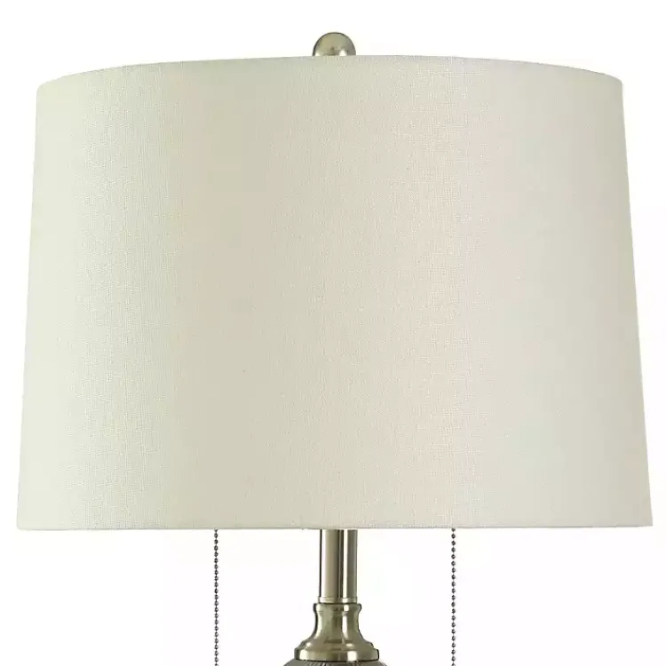 Kirklands Home Table Lamps|Silver Ribbed Glass Table Lamp White