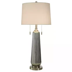 Kirklands Home Table Lamps|Silver Ribbed Glass Table Lamp White