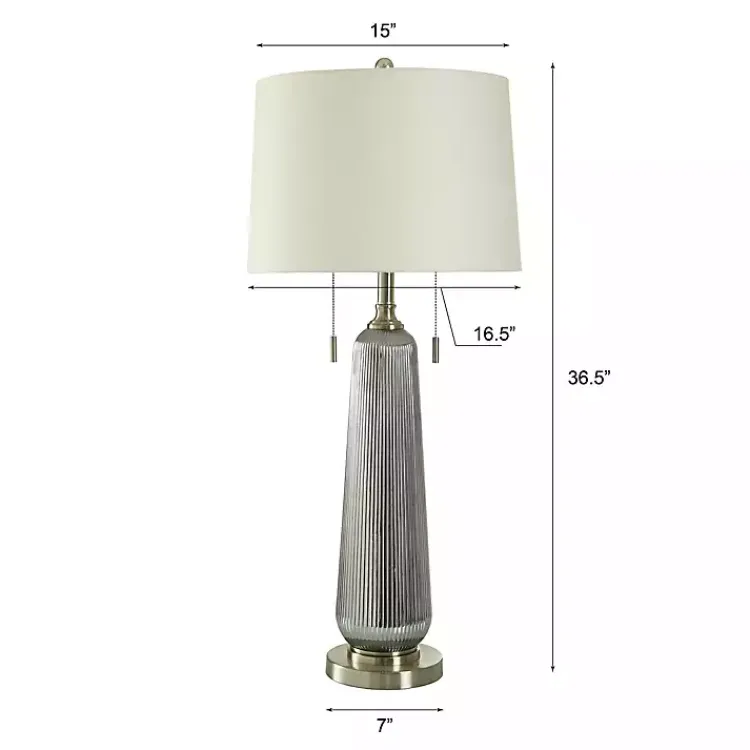 Kirklands Home Table Lamps|Silver Ribbed Glass Table Lamp White