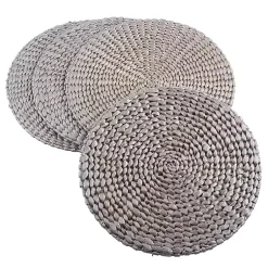 Kirklands Home Table Linens|Round Woven Rattan Placemats, Set of 4 Silver