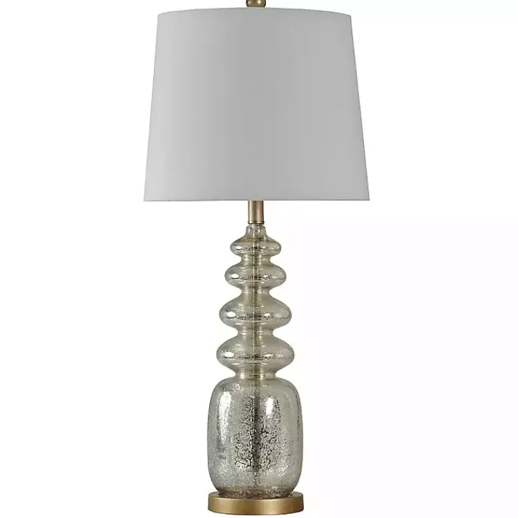 Kirklands Home Table Lamps|Silver Rounded Mercury Glass Table Lamp White