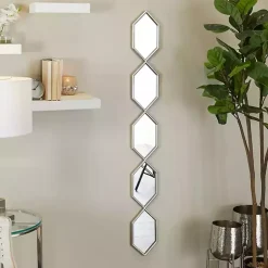 Kirklands Home Decorative Mirrors|Slim Stacked Hexagons Wall Mirror Silver