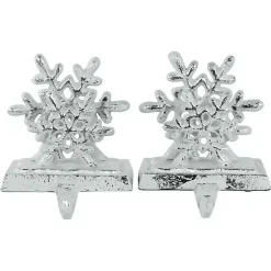 Online Silver Snowflake Stocking Holders, Set of 2 Christmas Stockings & Stocking Holders