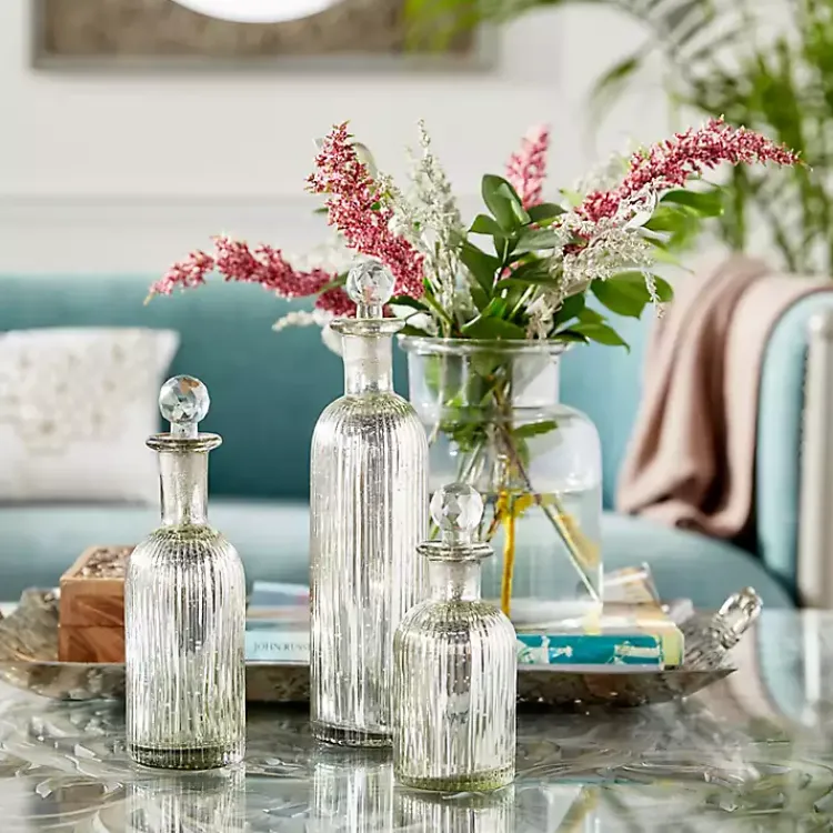 Sale Soda Lime Glass Bottle Vases, Set of 3 Vases