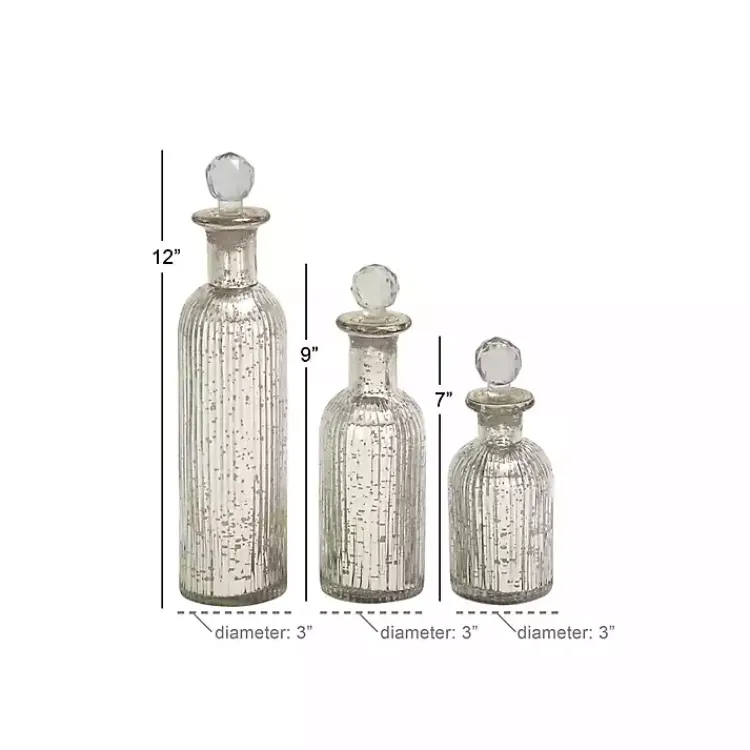 Sale Soda Lime Glass Bottle Vases, Set of 3 Vases