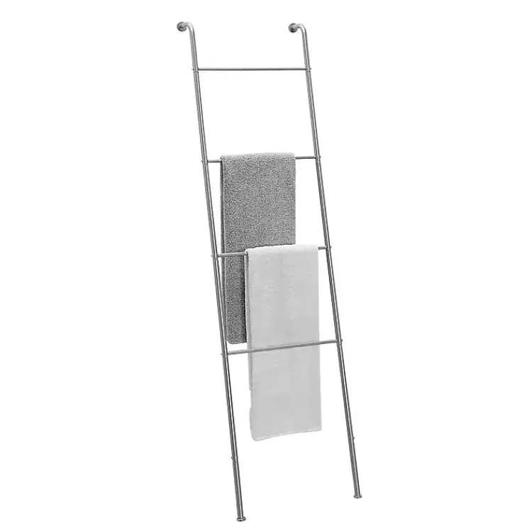 Kirklands Home Bathroom Accessories|Steel 4-Bar Leaning Towel Ladder Silver