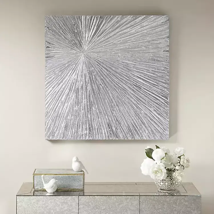 Kirklands Home Canvas Art|Sunburst Dimensional Resin Wall Art Silver