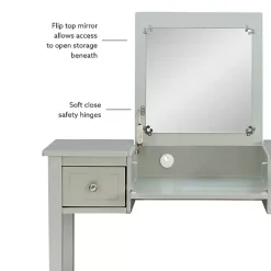 Kirklands Home Dressers & Chests|Silver Virginia Butterfly 2-pc. Vanity Set Gray