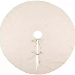 Discount Simple Beige Linen Blend Tree Skirt, 56 in. Christmas Tree Skirts & Collars