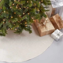 Clearance Simple Beige Linen Blend Tree Skirt, 72 in. Christmas Tree Skirts & Collars