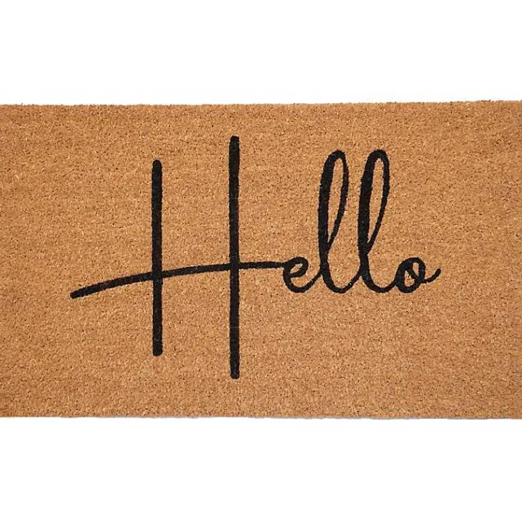 Kirklands Home Doormats|Simple Hello Script Doormat, 48x24 Brown
