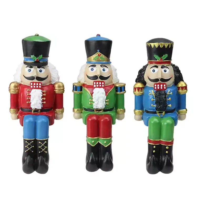 Best Sitting Nutcrackers Stocking Holders, Set of 3 Christmas Stockings & Stocking Holders