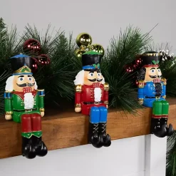 Best Sitting Nutcrackers Stocking Holders, Set of 3 Christmas Stockings & Stocking Holders