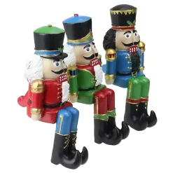 Best Sitting Nutcrackers Stocking Holders, Set of 3 Christmas Stockings & Stocking Holders