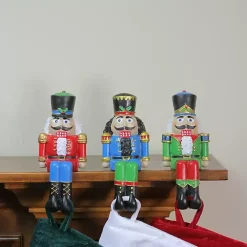 Best Sitting Nutcrackers Stocking Holders, Set of 3 Christmas Stockings & Stocking Holders