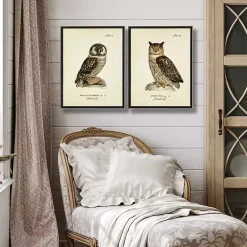Kirklands Home Framed Art|Sitting Owls Black Framed Art Prints, Set of 2 Brown