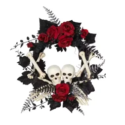 New Skeleton and Roses Wreath Halloween