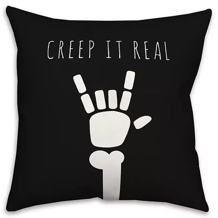 Discount Skeleton Creep It Real Pillow Halloween