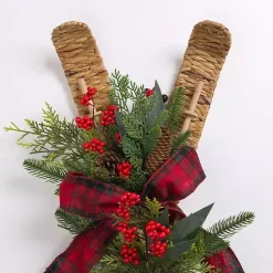 Online Skis with Christmas Greenery Wall Decoration Christmas Art & Wall Decor
