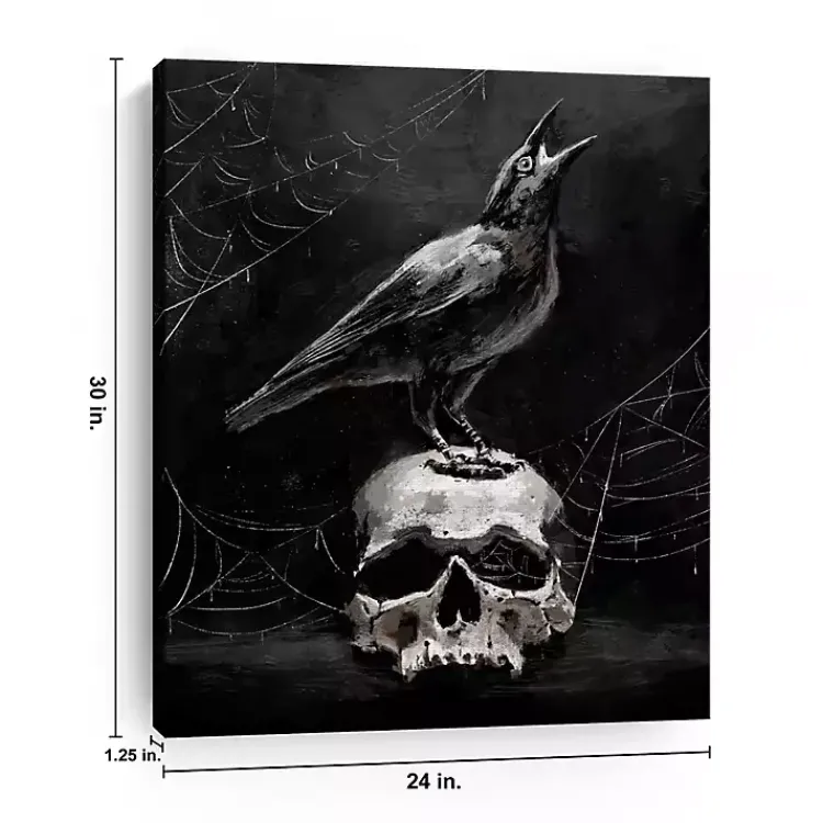 Skull & Raven Canvas Art Print, 24x30 Halloween