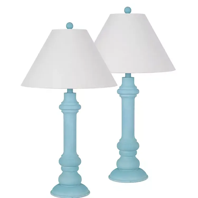 Kirklands Home Table Lamps|Sky Blue Coastal Ariel Table Lamps, Set of 2