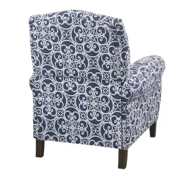 Kirklands Home Accent Chairs|Sky Fretwork Upholstered High Back Recliner Blue