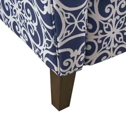 Kirklands Home Accent Chairs|Sky Fretwork Upholstered High Back Recliner Blue