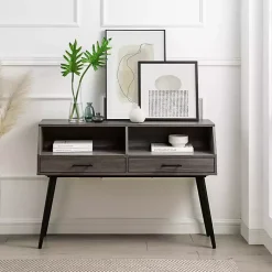 Kirklands Home Console Tables|Slate 2-Drawer Henry Console Table Gray