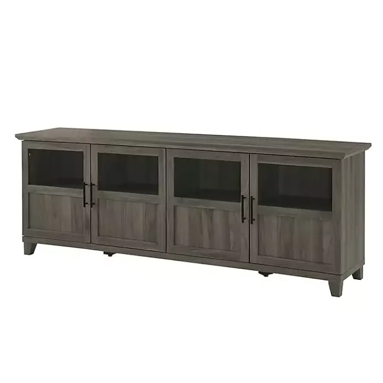 Kirklands Home Tv Stands & Media Consoles|Slate Glass Paneled Door TV Stand Gray