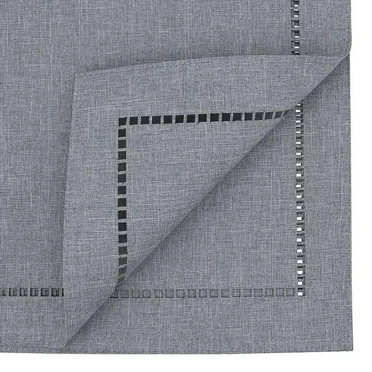 Kirklands Home Table Linens|Slate Hemstitch Border Table Runner Gray
