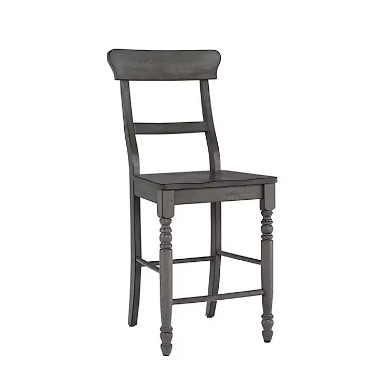 Kirklands Home Bar Stools & Counter Height Stools|Slate Ladder Back Counter Stools, Set of 2 Gray