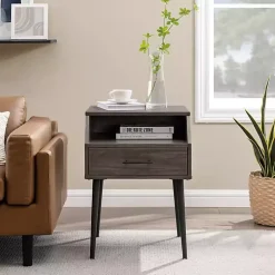 Kirklands Home Accent & End Tables|Slate Open Storage Accent Table Gray