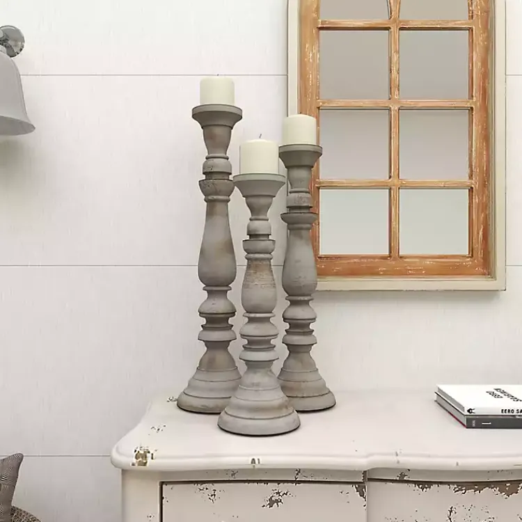 Sale Slate Rustic Mango Wood 3-pc. Candle Holder Set Candle Holders