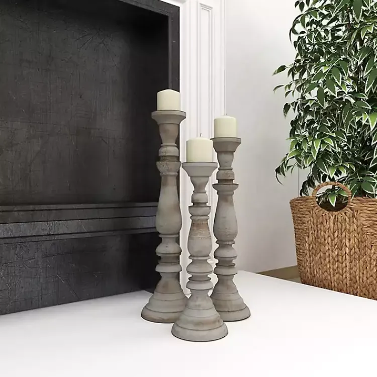 Sale Slate Rustic Mango Wood 3-pc. Candle Holder Set Candle Holders