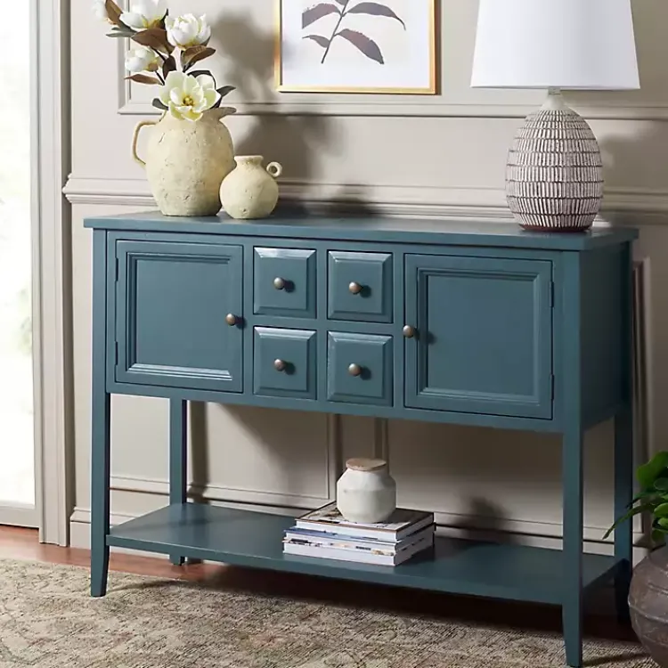 Kirklands Home Cabinets & Sideboards|Slate Teal 4-Drawer Charlotte Sideboard Blue